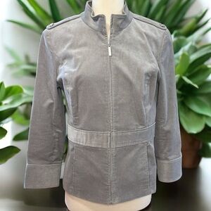 ST. JOHN Sport Corduroy Gray BLAZER Jacket SZ Medium